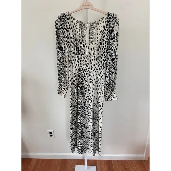Reformation Alessi Polka Dot Ivory Long Sleeve Midi Dress size 4 - Picture 4 of 10